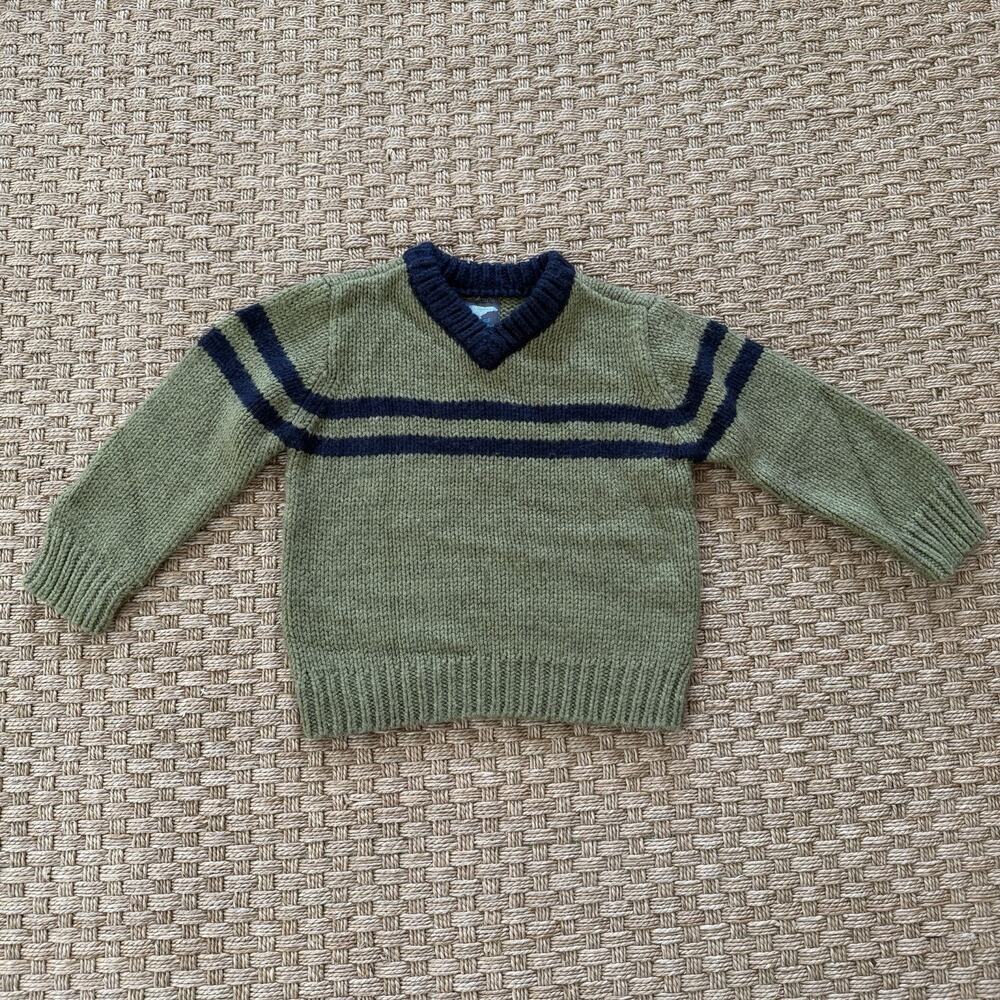 Old Navy Toddler’s VTG Style Green/Navy Blue Stripe Sweater Size 3T Long Sleeve